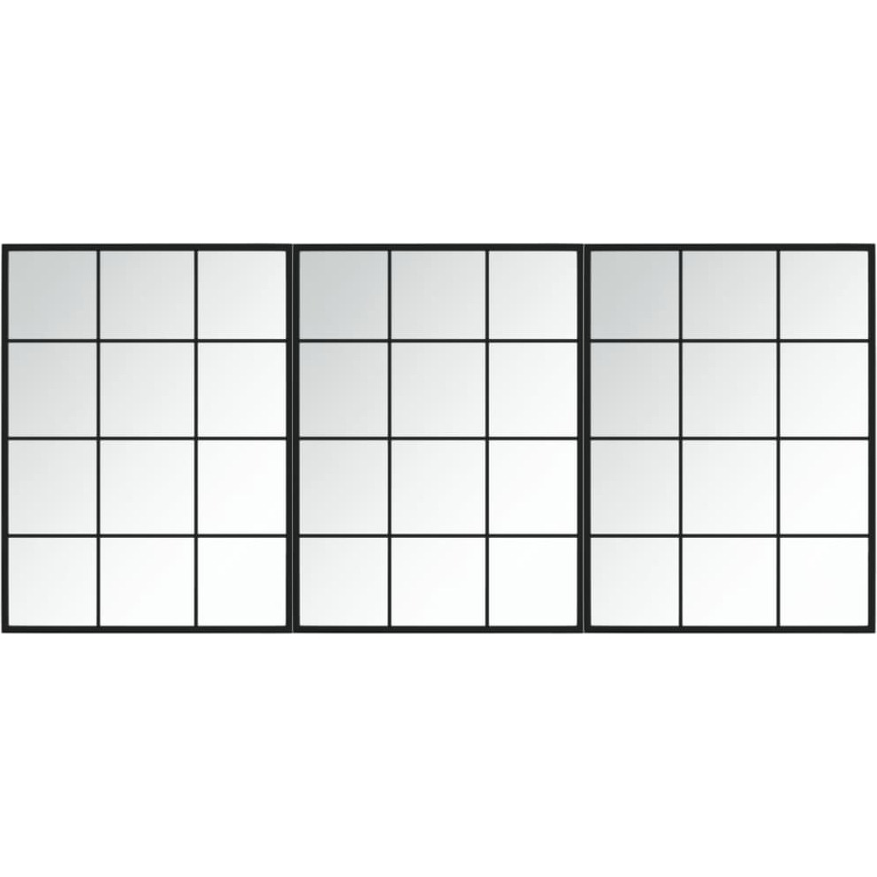 vidaXL Wall Mirrors 3 pcs Black 31.5x23.6 Metal