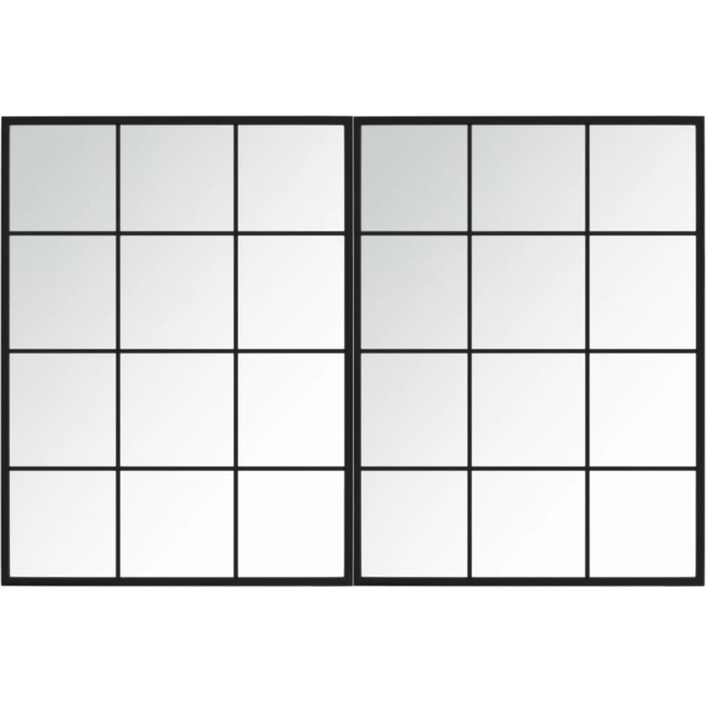 vidaXL Wall Mirrors 2 pcs Black 31.5x23.6 Metal