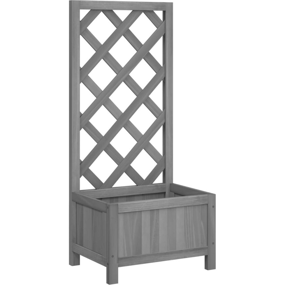 vidaXL Planter with Trellis Gray Solid Wood Fir