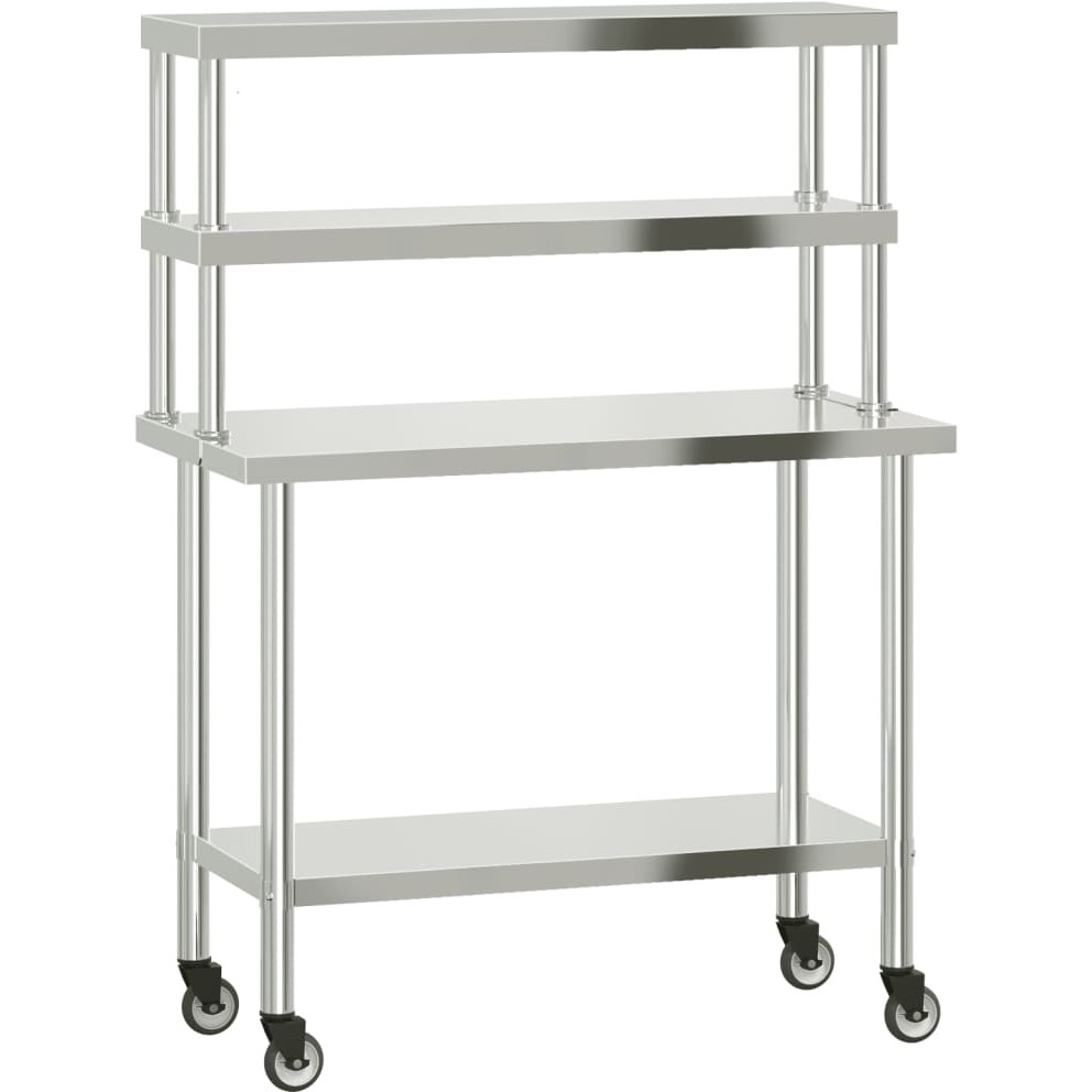 vidaXL Kitchen Work Table with Overshelf 43.3x21.7x59.1 Stainless Steel