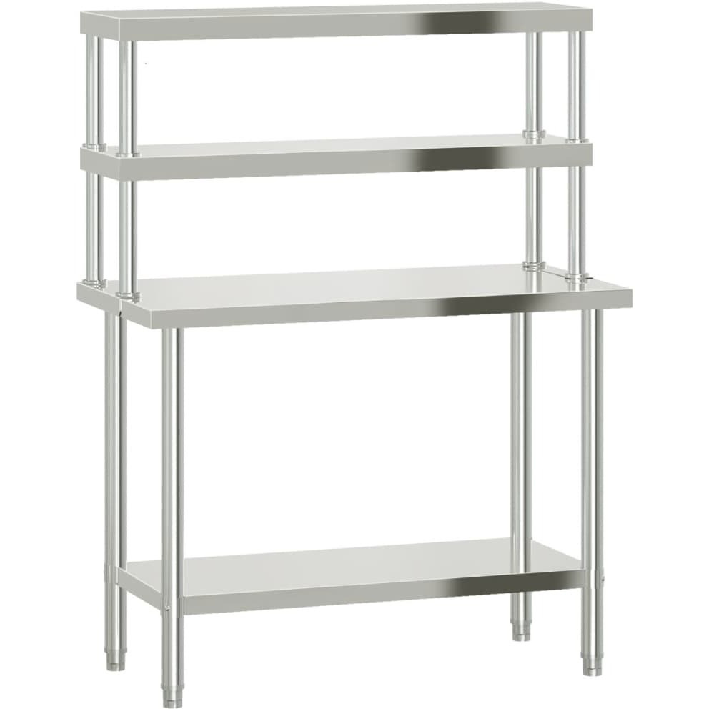 vidaXL Kitchen Work Table with Overshelf 43.3x21.7x59.1 Stainless Steel