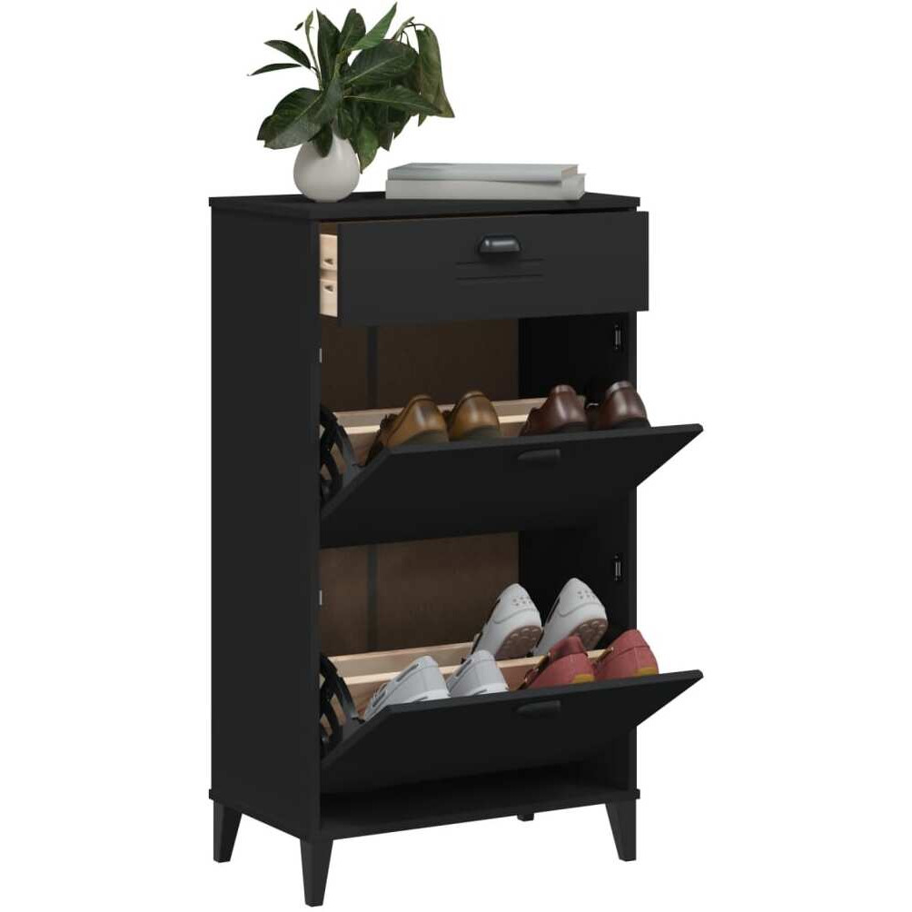 vidaXL Shoe Cabinet VIKEN Black Engineered Wood