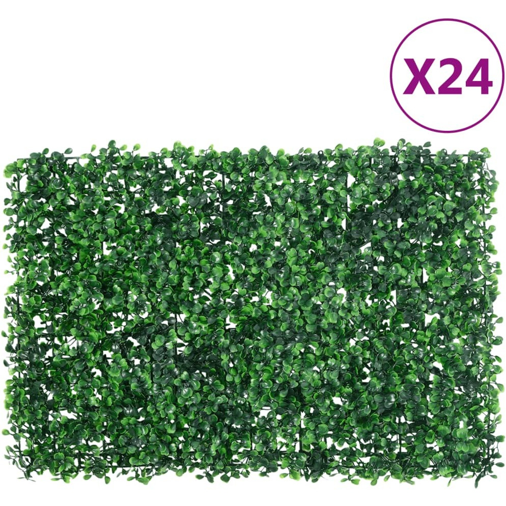 vidaXL Artificial Shrub Leaf Fence24 pcs Green 15.7x23.6