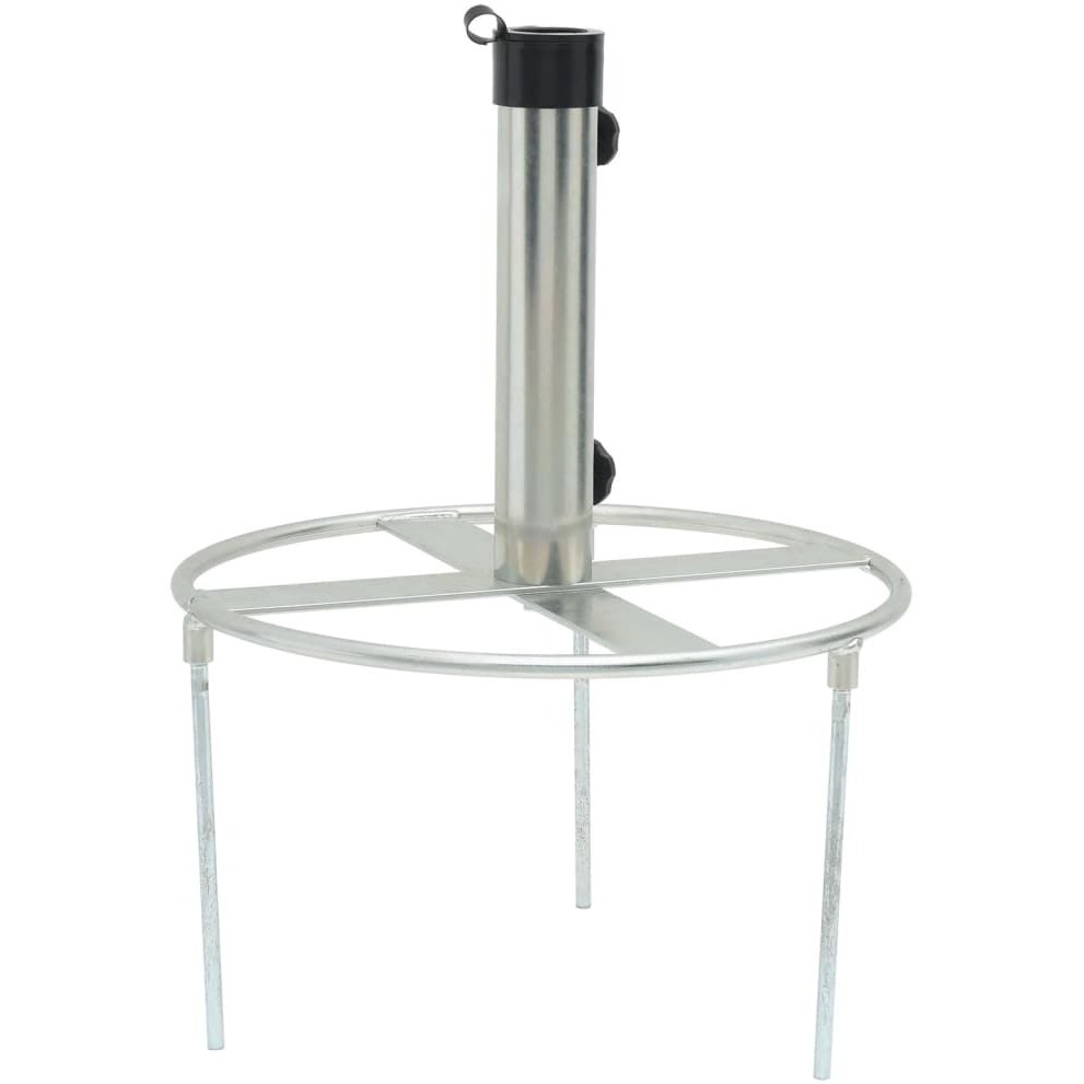 vidaXL Parasol Base with Ground Spikes for 1.5/1.9 Silver Steel