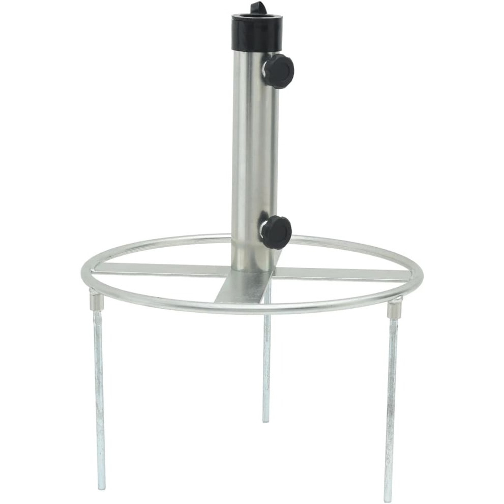 vidaXL Parasol Base with Ground Spikes for 1.5/1.9 Silver Steel