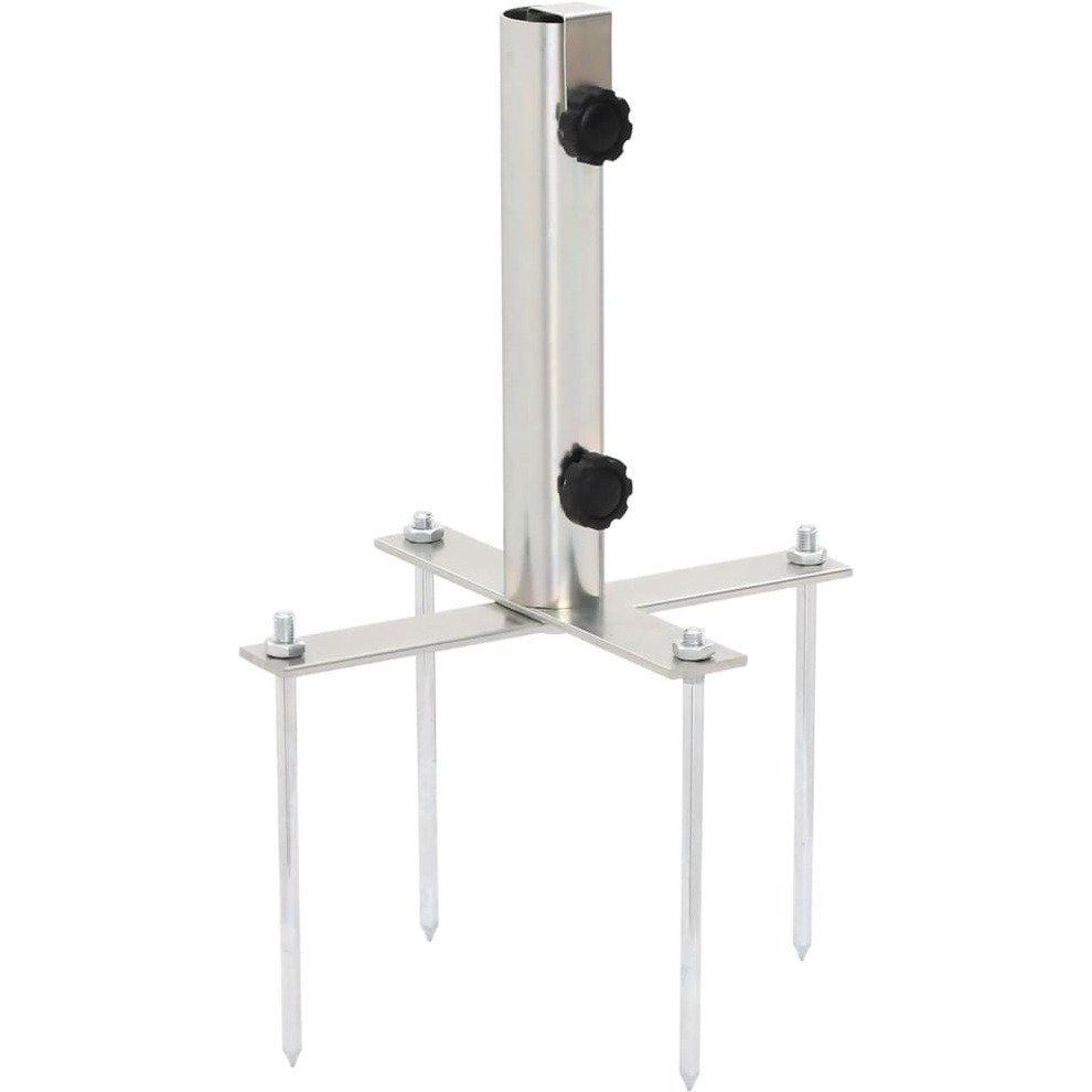 vidaXL Parasol Base with Ground Spikes for 1.3-1.9 Silver Steel