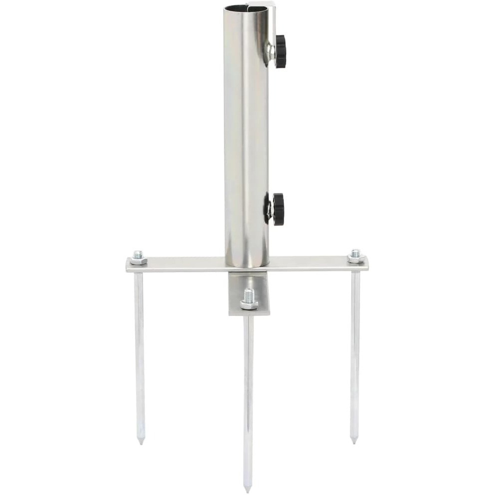vidaXL Parasol Base with Ground Spikes for 1.3-1.9 Silver Steel