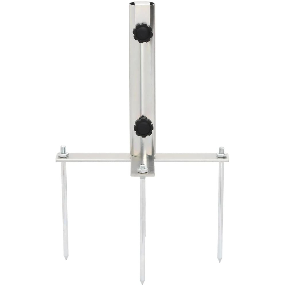 vidaXL Parasol Base with Ground Spikes for 1.3-1.9 Silver Steel