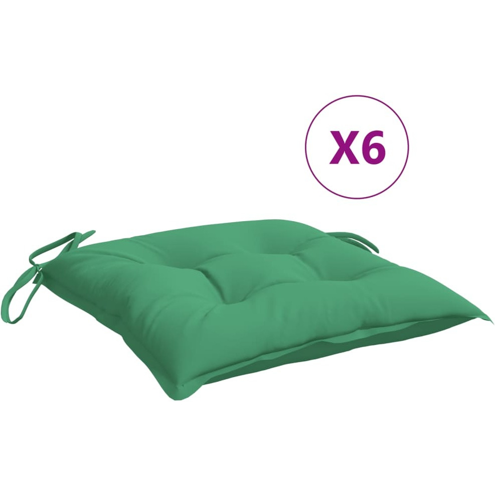 vidaXL Chair Cushions 6 pcs Green 15.7x15.7x2.8 Oxford Fabric