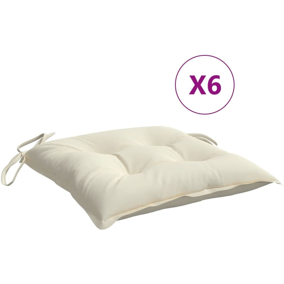 vidaXL Chair Cushions 6 pcs Cream White 15.7x15.7x2.8 Oxford Fabric