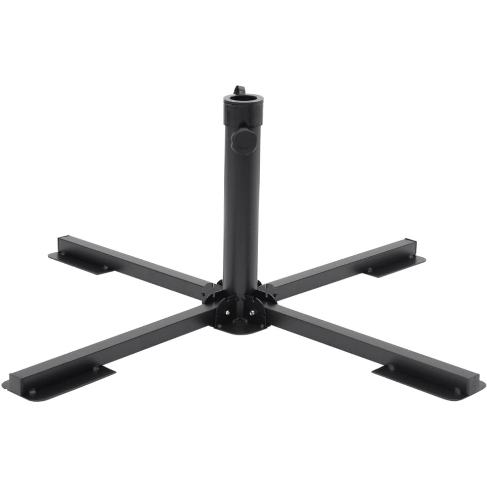 vidaXL Parasol Base Foldable for 1.5/1.9 Pole Glossy Black Steel