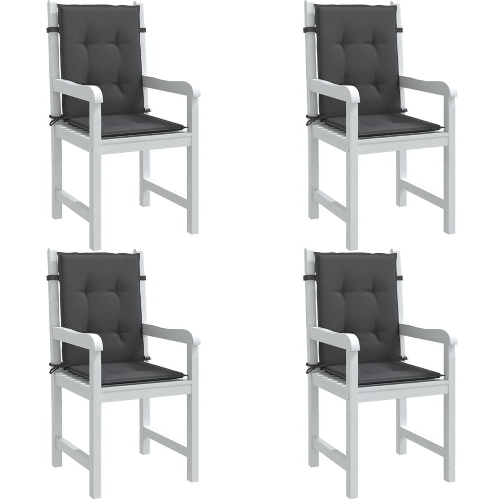 vidaXL Lowback Chair Cushions 4 pcs Melange Anthracite 39.4x19.7x1.6 Fabric