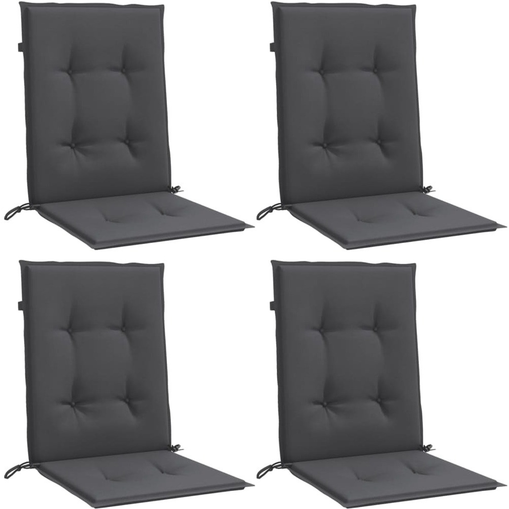 vidaXL Lowback Chair Cushions 4 pcs Melange Anthracite 39.4x19.7x1.6 Fabric