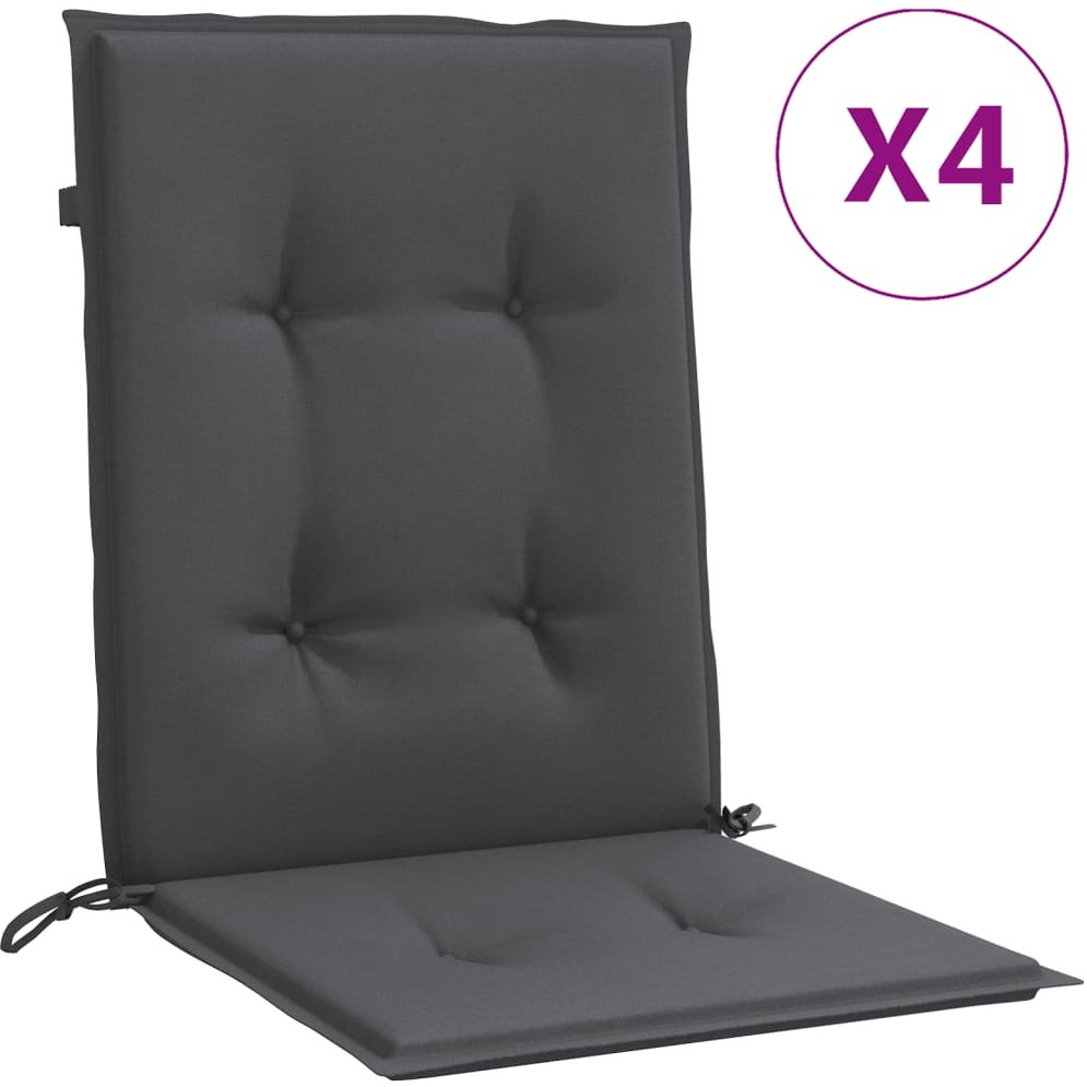 vidaXL Lowback Chair Cushions 4 pcs Melange Anthracite 39.4x19.7x1.6 Fabric