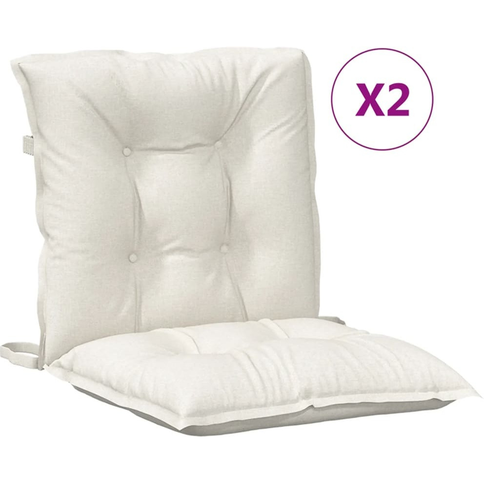 vidaXL Lowback Chair Cushions 2 pcs Melange Cream 39.4x19.7x2.8 Fabric
