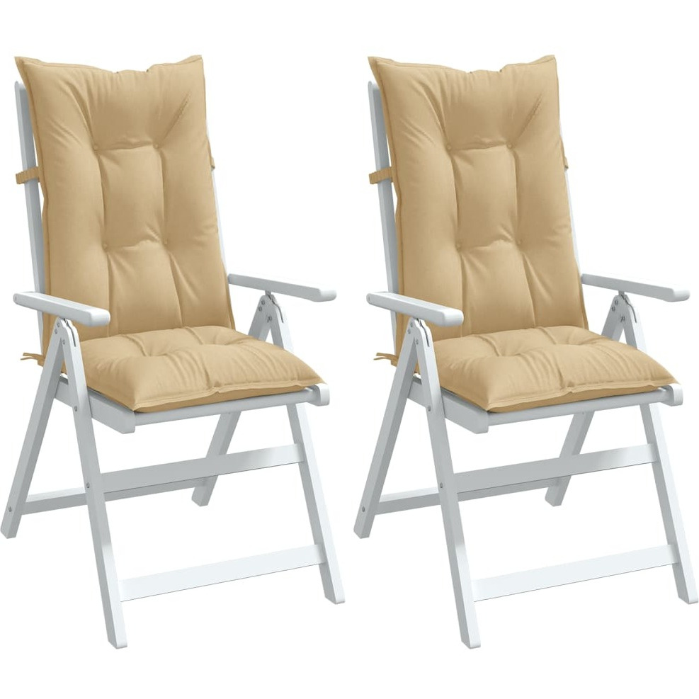 vidaXL Highback Chair Cushions 2 pcs Melange Beige 47.2x19.7x2.8 Fabric