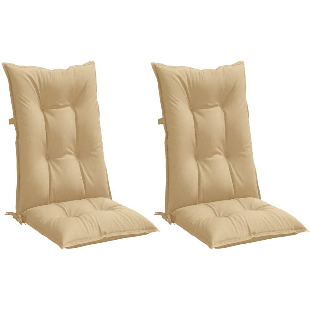 vidaXL Highback Chair Cushions 2 pcs Melange Beige 47.2x19.7x2.8 Fabric