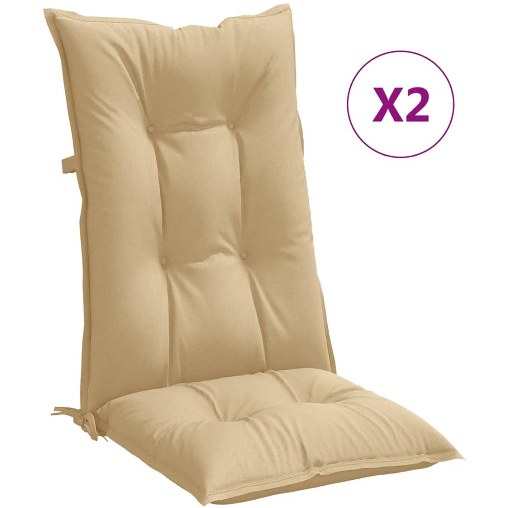 vidaXL Highback Chair Cushions 2 pcs Melange Beige 47.2x19.7x2.8 Fabric