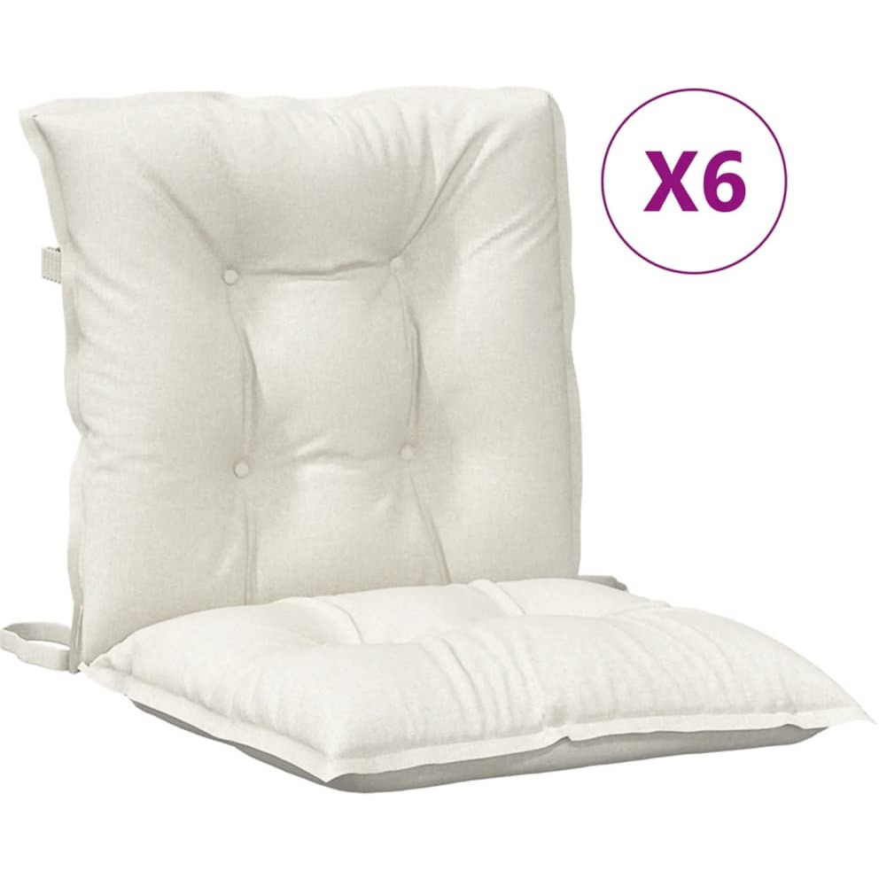 vidaXL Lowback Chair Cushions 6 pcs Melange Cream 39.4x19.7x2.8 Fabric