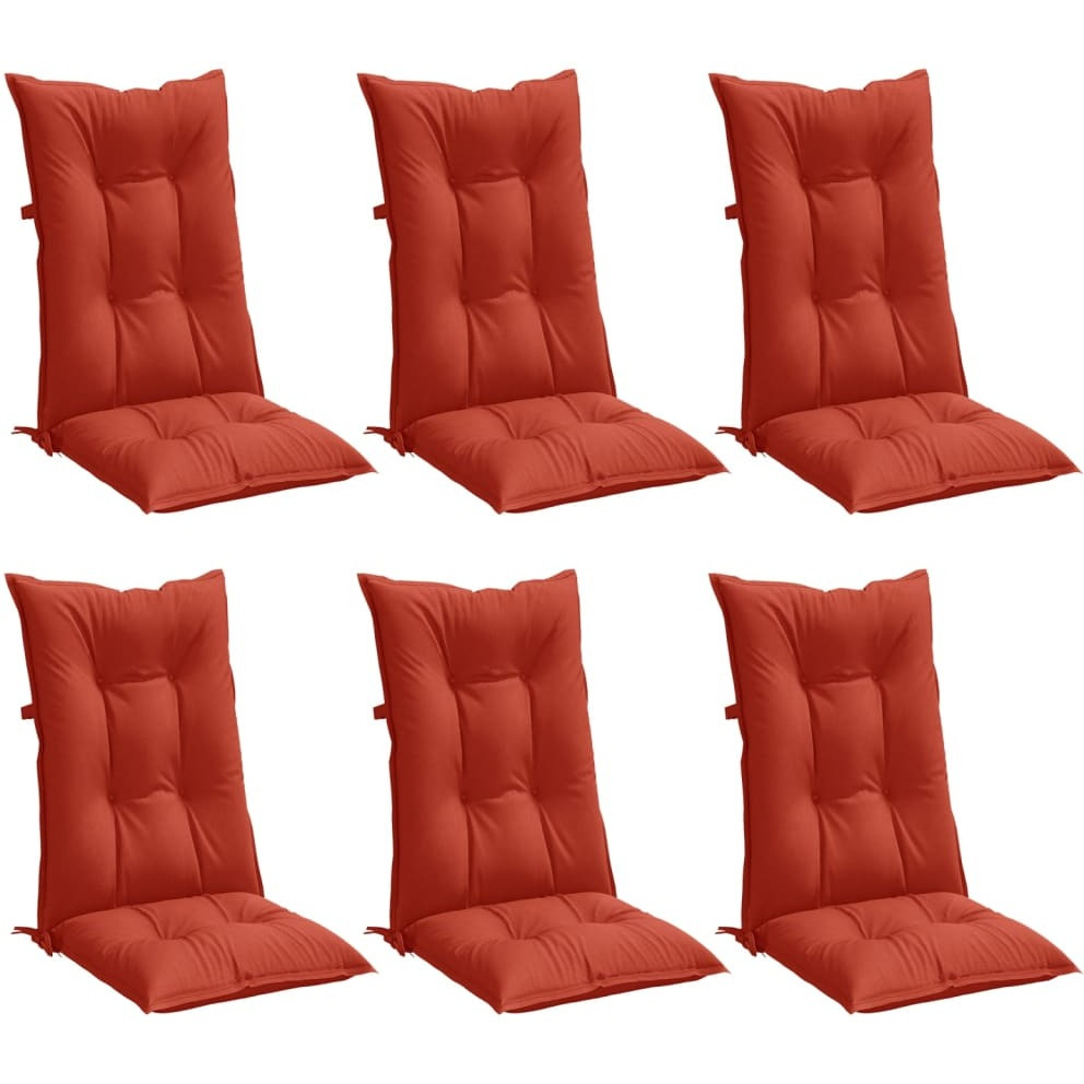 vidaXL Highback Chair Cushions 6 pcs Melange Red 47.2x19.7x2.8 Fabric