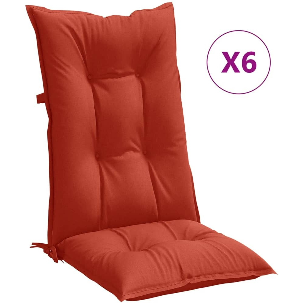 vidaXL Highback Chair Cushions 6 pcs Melange Red 47.2x19.7x2.8 Fabric