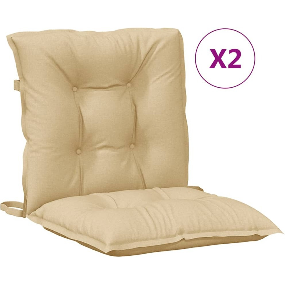 vidaXL Lowback Chair Cushions 2 pcs Melange Beige 39.4x19.7x2.8 Fabric
