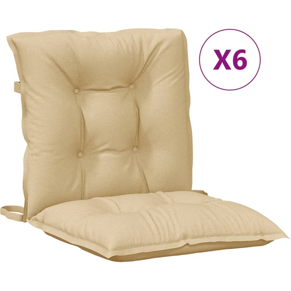 vidaXL Lowback Chair Cushions 6 pcs Melange Beige 39.4x19.7x2.8 Fabric