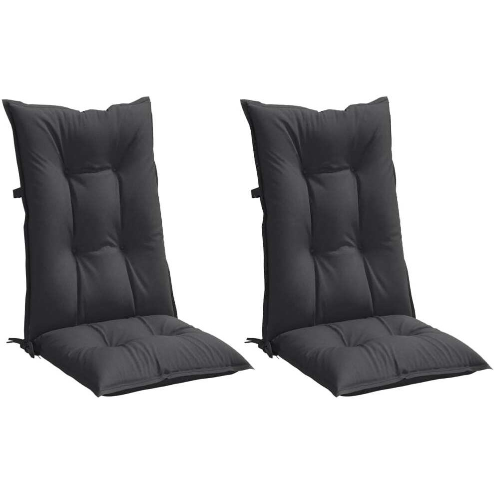 vidaXL Highback Chair Cushions 2 pcs Melange Anthracite 47.2x19.7x2.8 Fabric