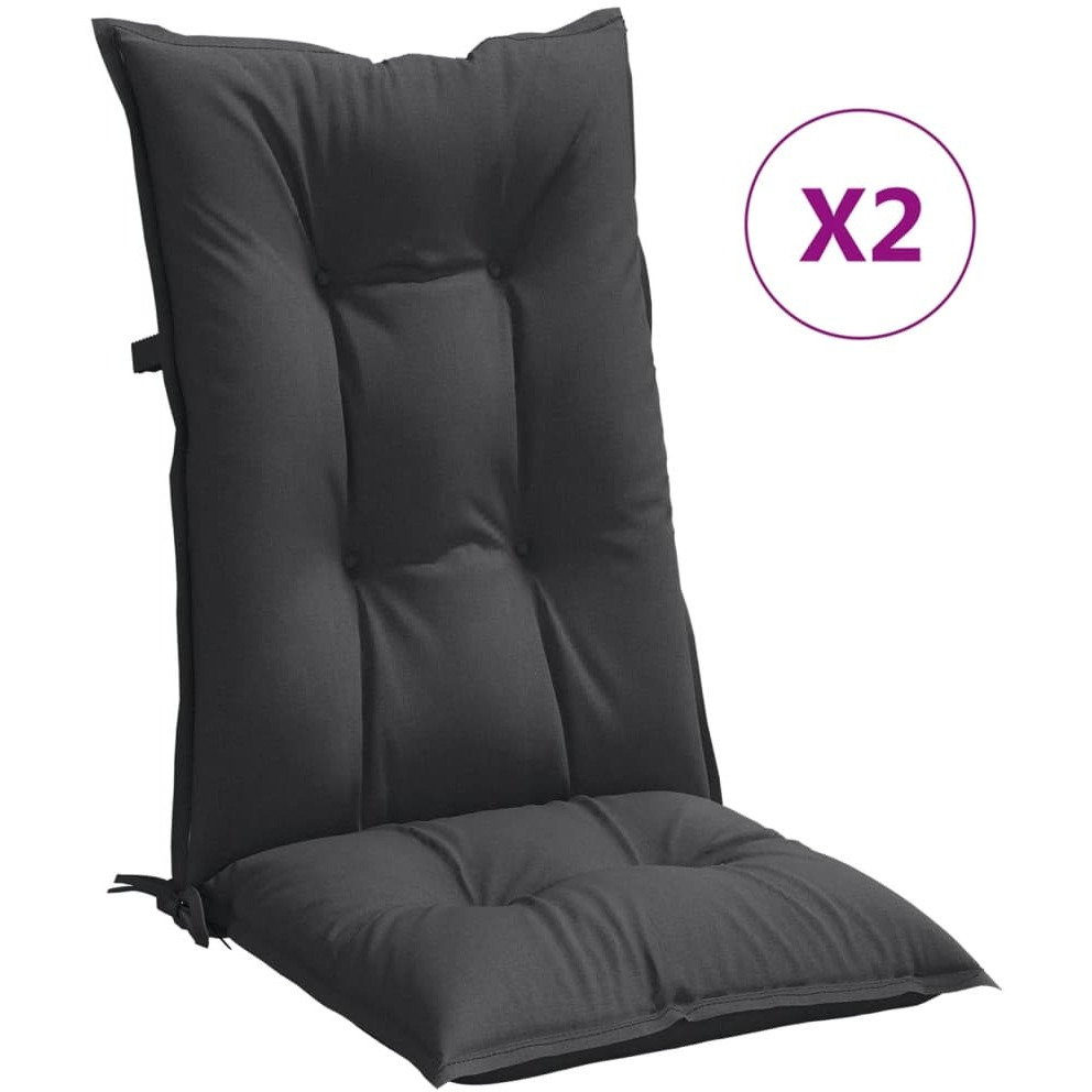 vidaXL Highback Chair Cushions 2 pcs Melange Anthracite 47.2x19.7x2.8 Fabric