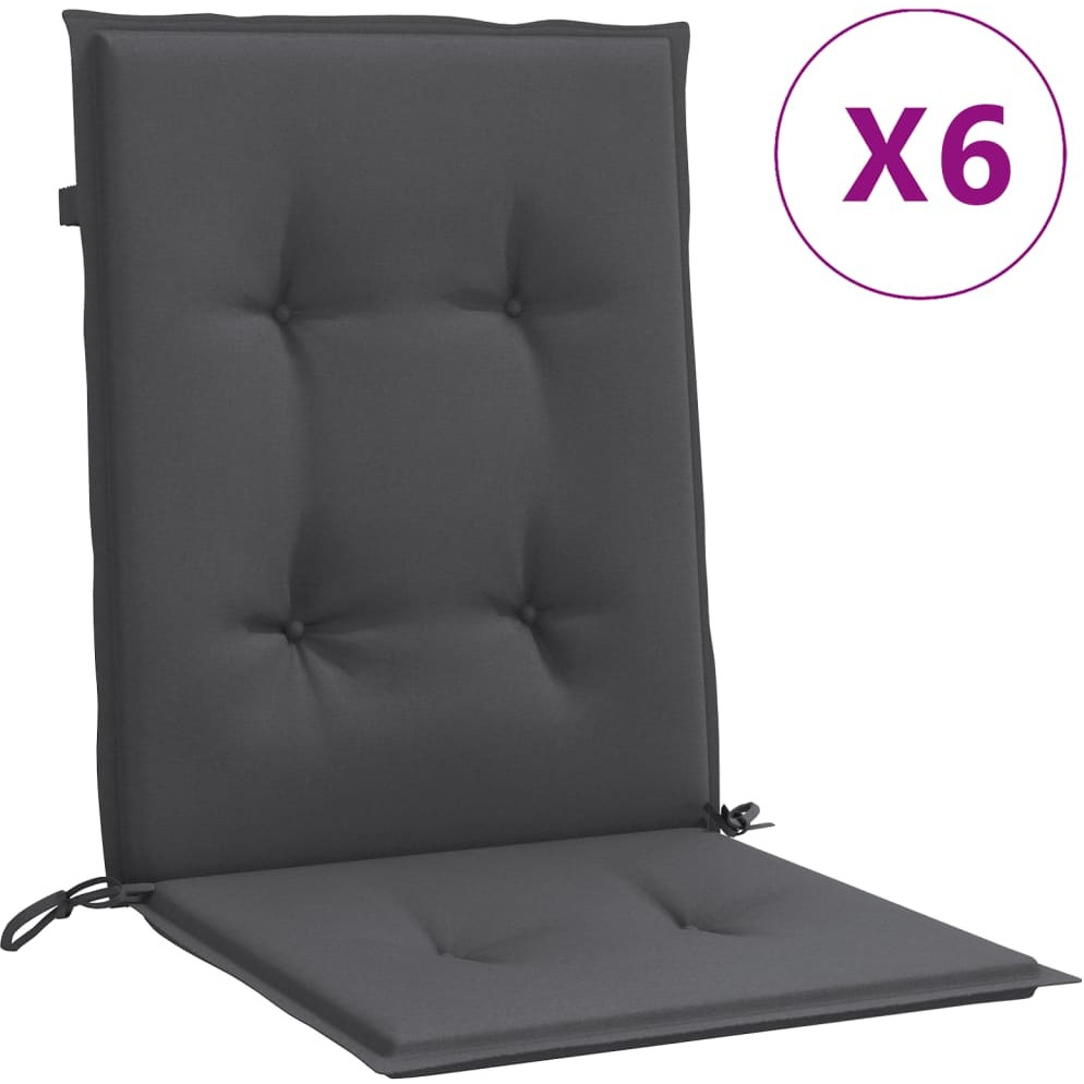 vidaXL Lowback Chair Cushions 6 pcs Melange Anthracite 39.4x19.7x1.6 Fabric