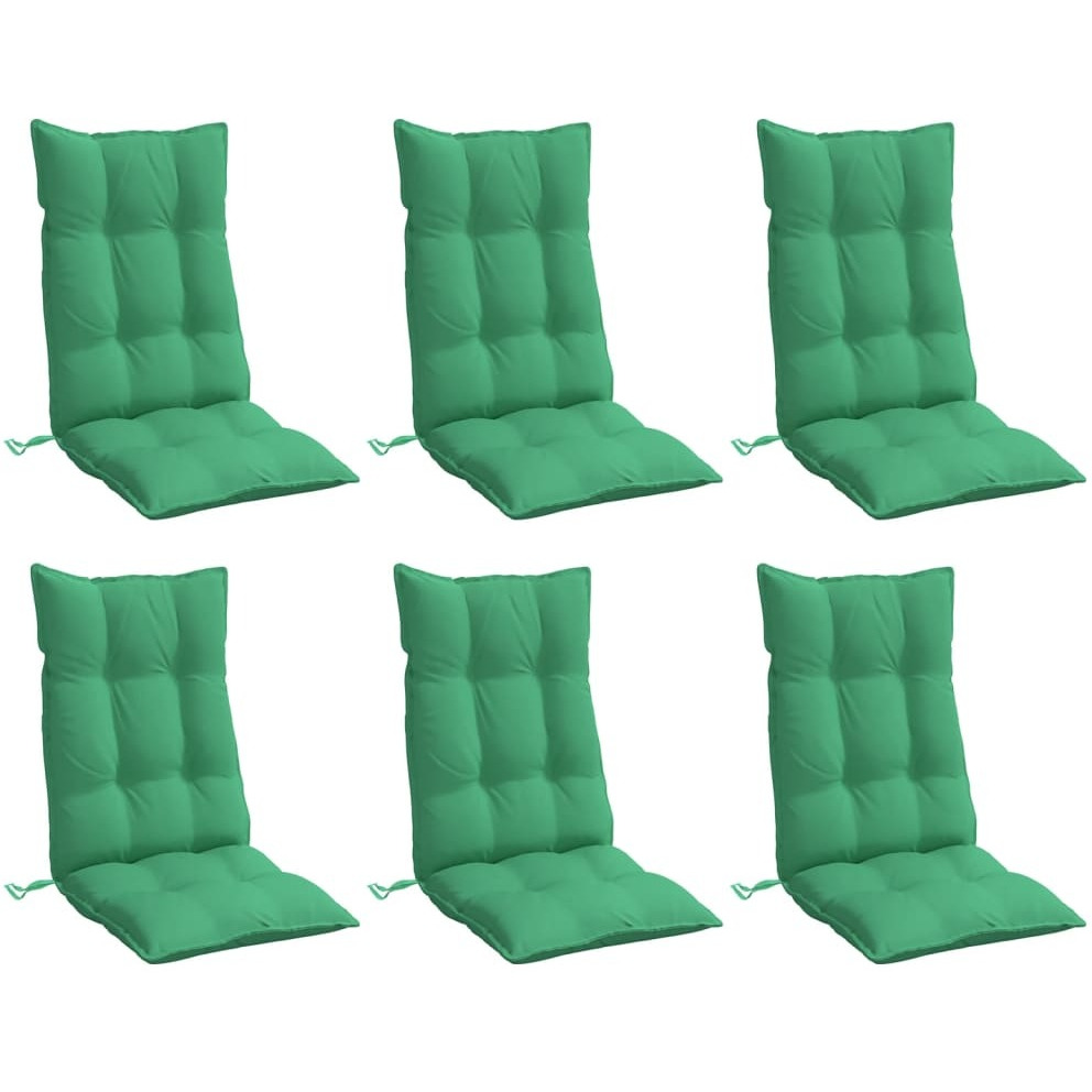 vidaXL Highback Chair Cushions 6 pcs Green Oxford Fabric