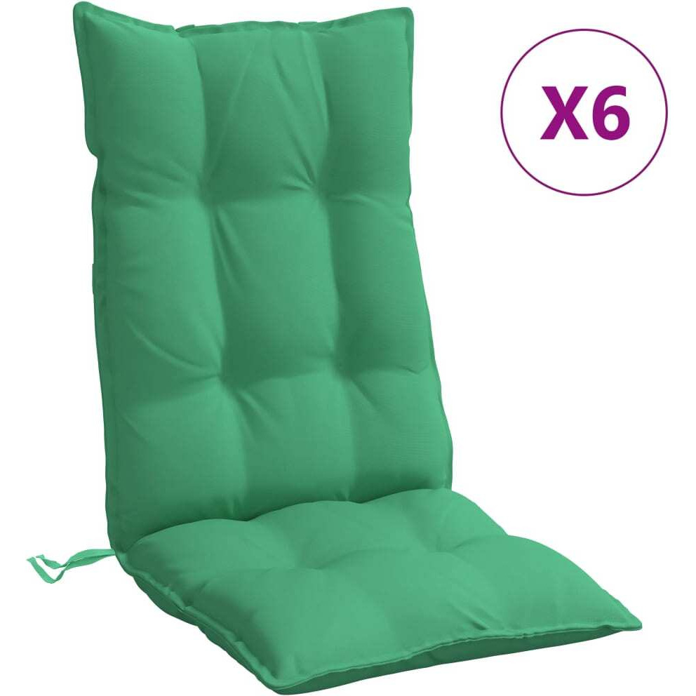 vidaXL Highback Chair Cushions 6 pcs Green Oxford Fabric