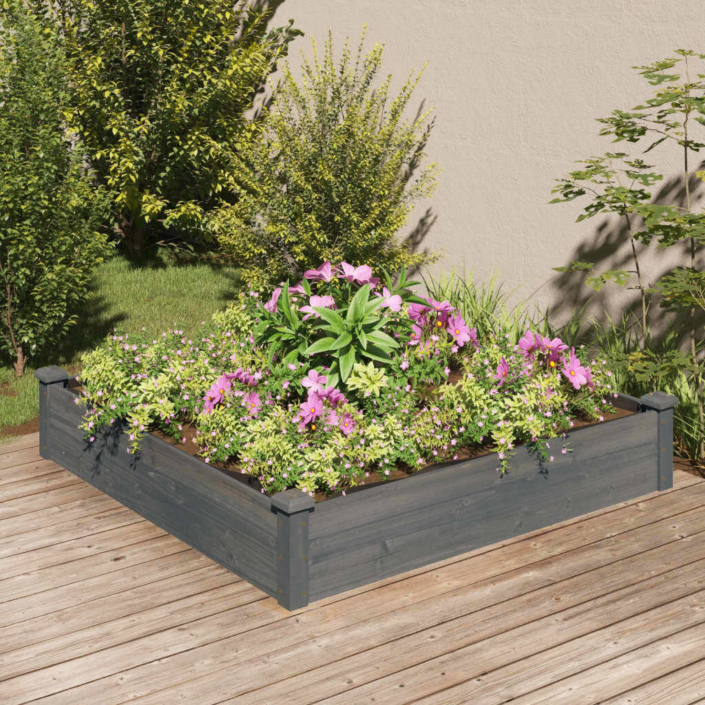 vidaXL Garden Raised Bed with Liner Gray 47.2x47.2x9.8 Solid Wood Fir