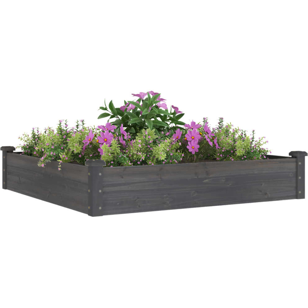 vidaXL Garden Raised Bed with Liner Gray 47.2x47.2x9.8 Solid Wood Fir