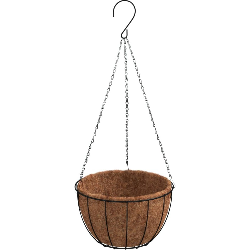 vidaXL Hanging Planters 4 pcs with Coco Liners Black  11.8x20.5 Steel