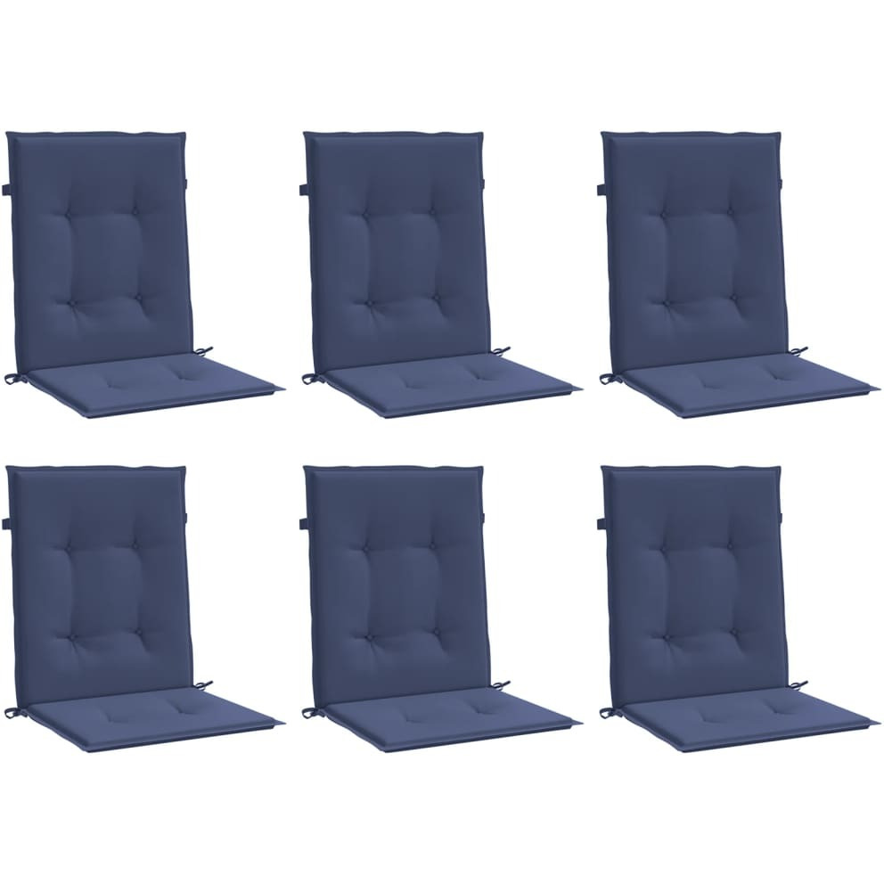 vidaXL Lowback Chair Cushions 6 pcs Navy Blue Fabric