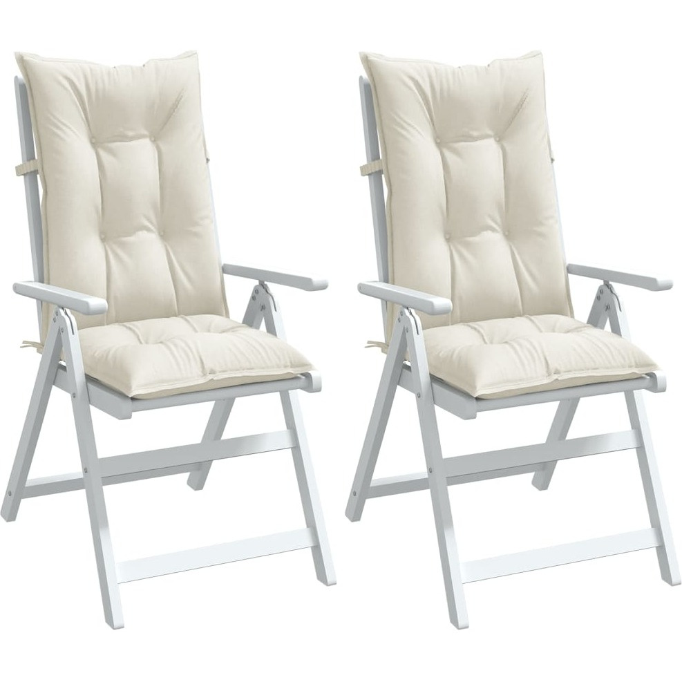 vidaXL Highback Chair Cushions 2 pcs Melange Cream 47.2x19.7x2.8 Fabric