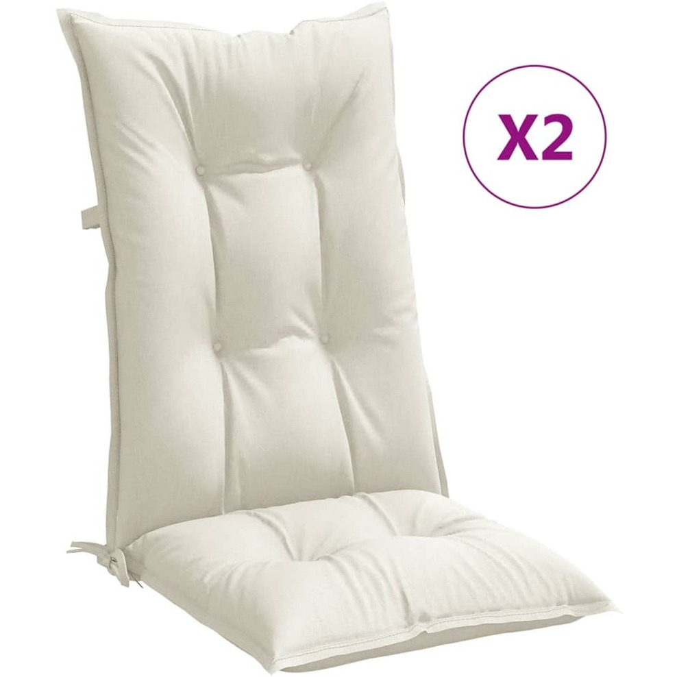vidaXL Highback Chair Cushions 2 pcs Melange Cream 47.2x19.7x2.8 Fabric