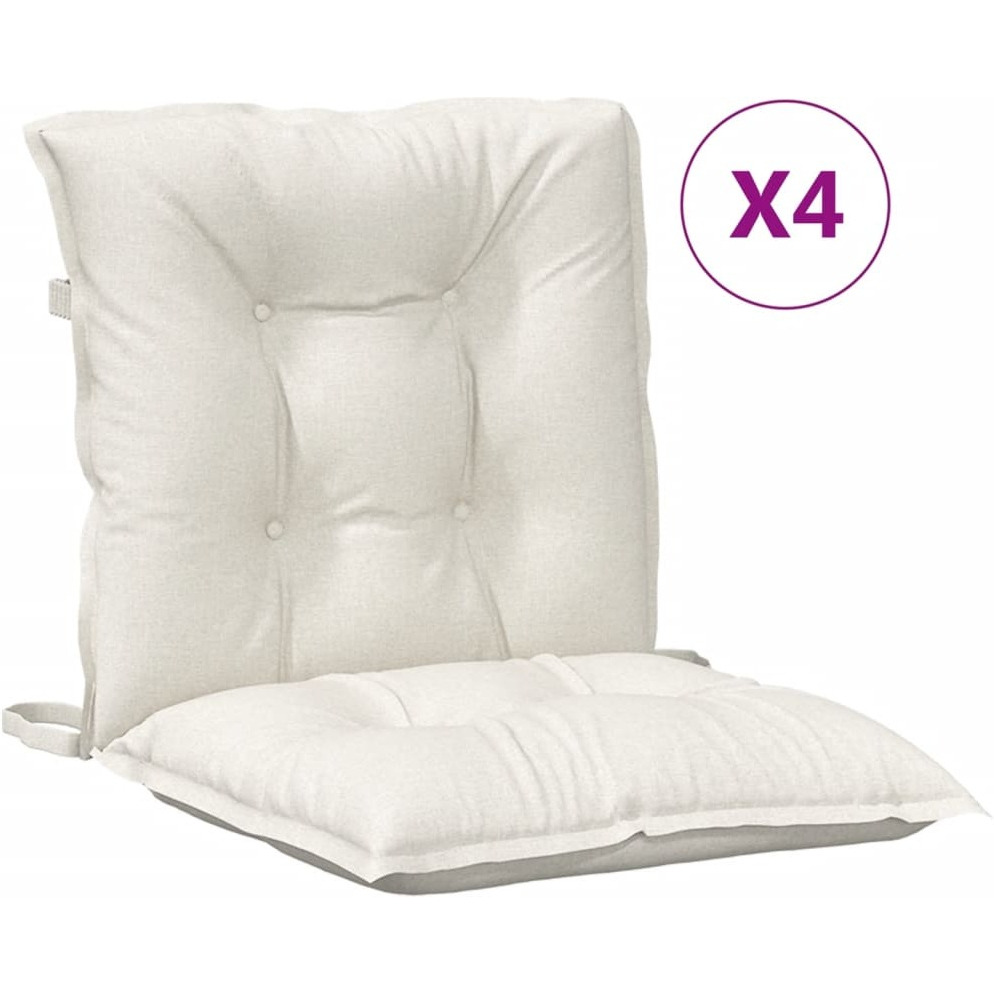 vidaXL Lowback Chair Cushions 4 pcs Melange Cream 39.4x19.7x2.8 Fabric