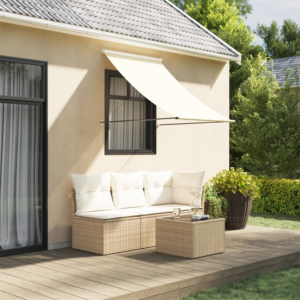 vidaXL Retractable Awning Cream 59.1x59.1 Fabric and Steel