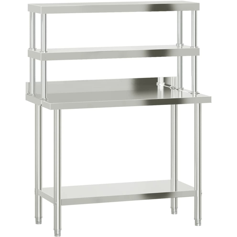 vidaXL Kitchen Work Table with Overshelf 43.3x21.7x59.1 Stainless Steel