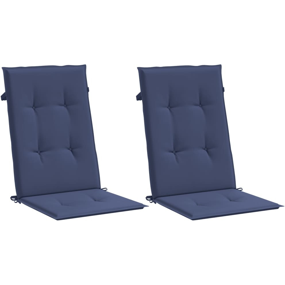vidaXL Highback Chair Cushions 2 pcs Navy Blue Fabric