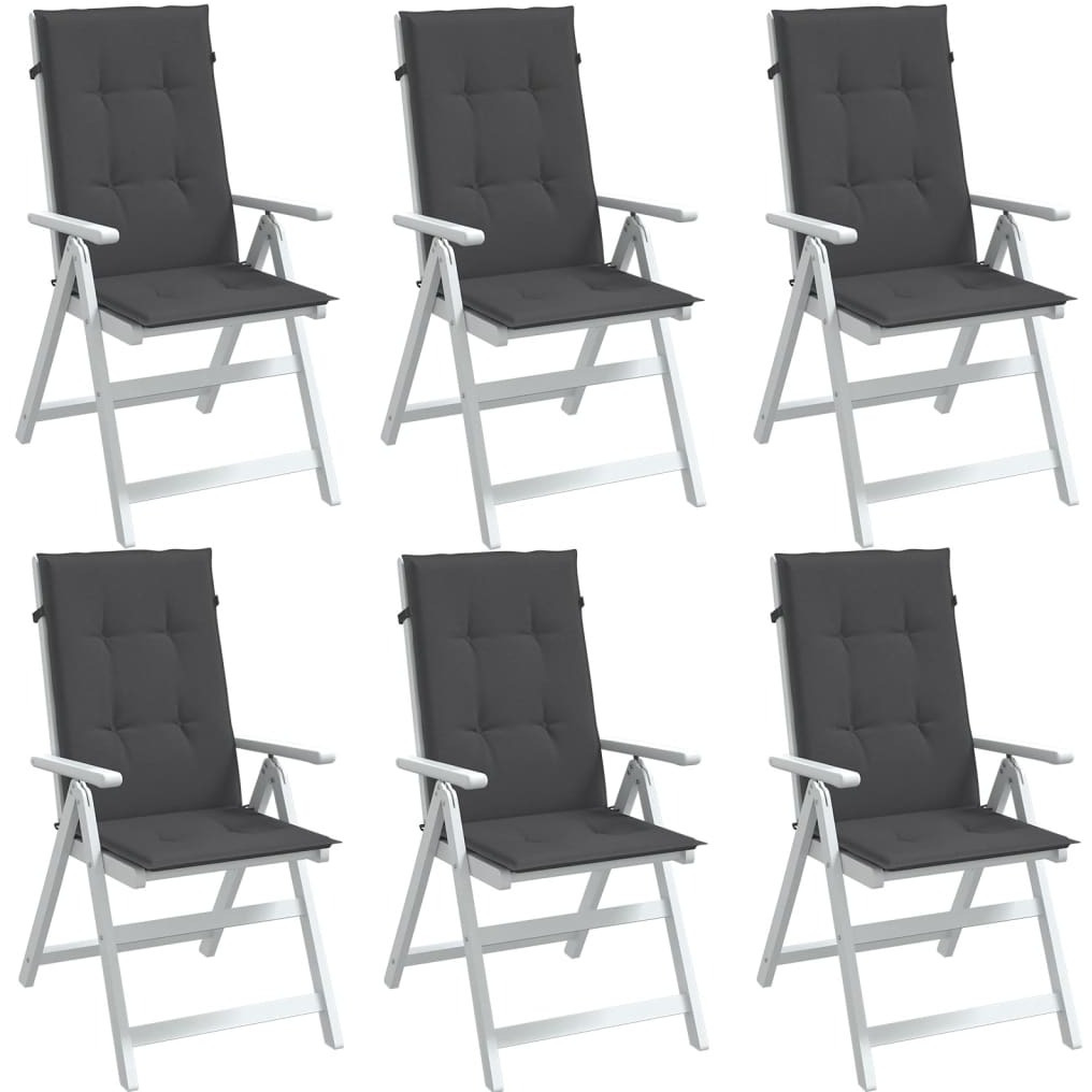 vidaXL Highback Chair Cushions 6 pcs Melange Anthracite 47.2x19.7x1.6 Fabric