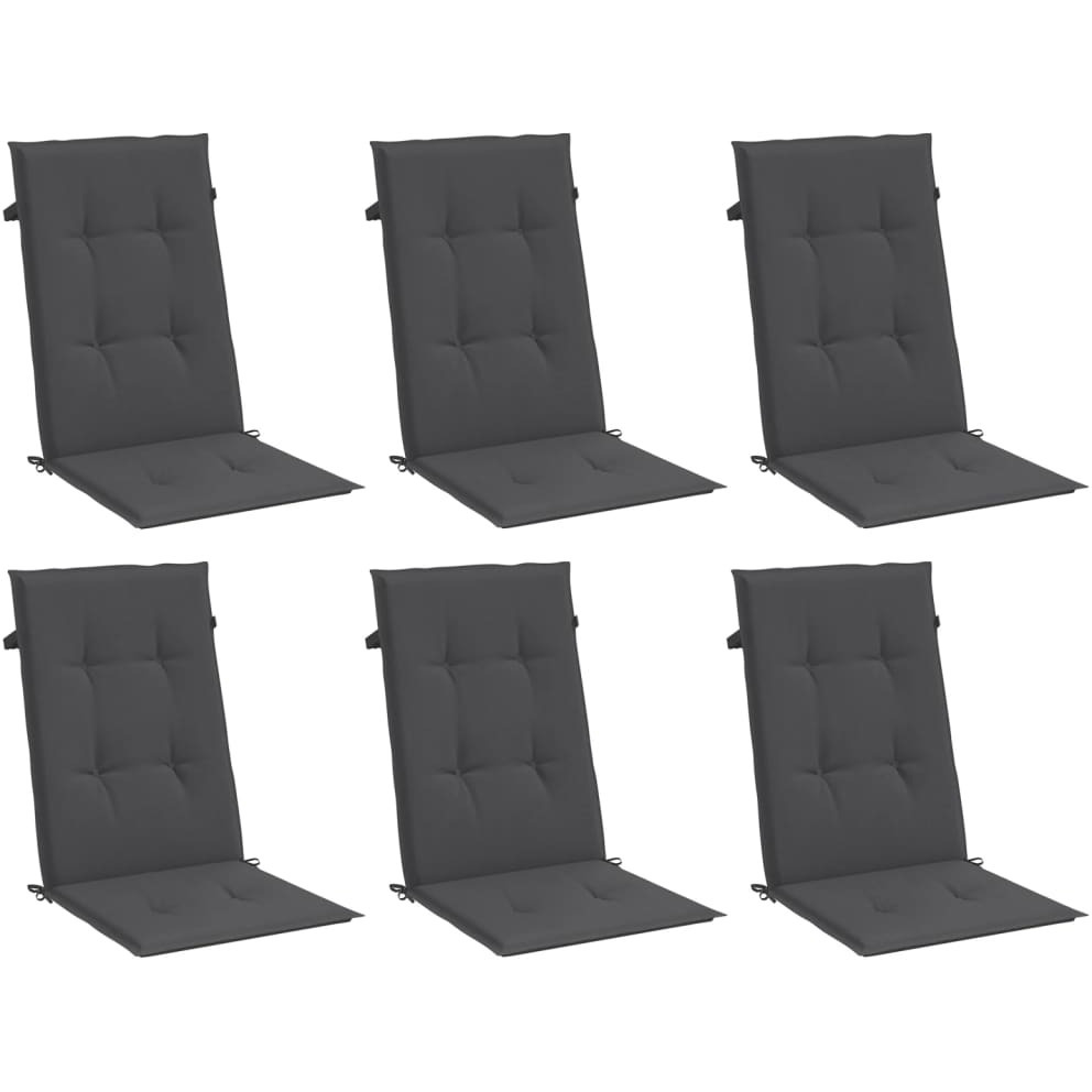 vidaXL Highback Chair Cushions 6 pcs Melange Anthracite 47.2x19.7x1.6 Fabric