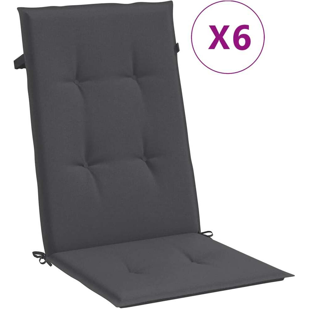 vidaXL Highback Chair Cushions 6 pcs Melange Anthracite 47.2x19.7x1.6 Fabric