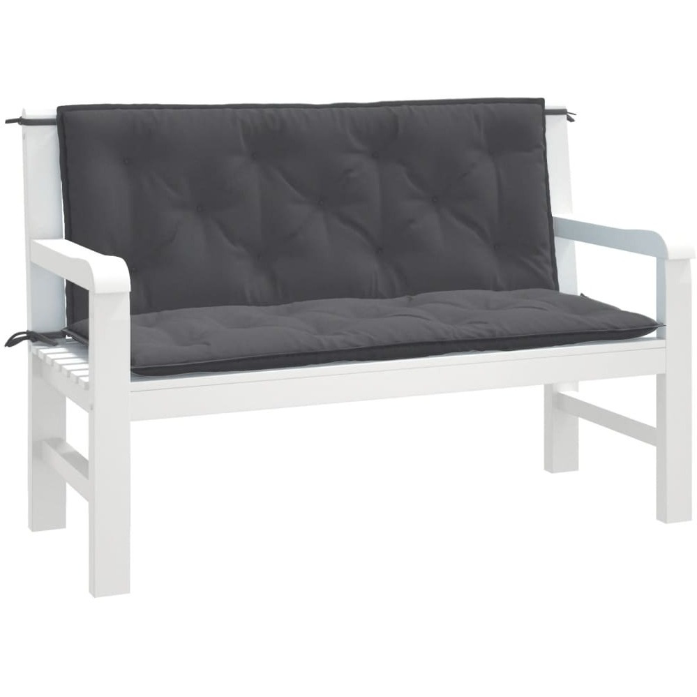 vidaXL Garden Bench Cushions 2 pcs Melange Anthracite 47.2x19.7x2.8 Fabric