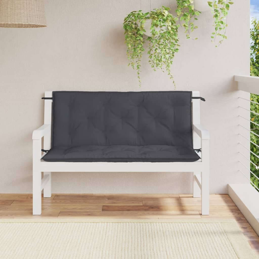 vidaXL Garden Bench Cushions 2 pcs Melange Anthracite 47.2x19.7x2.8 Fabric
