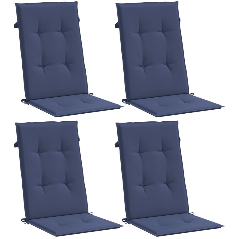 vidaXL Highback Chair Cushions 4 pcs Navy Blue Fabric