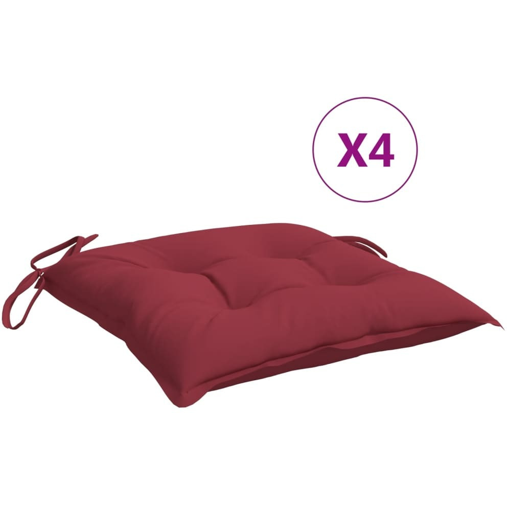 vidaXL Chair Cushions 4 pcs Wine Red 15.7x15.7x2.8 Oxford Fabric