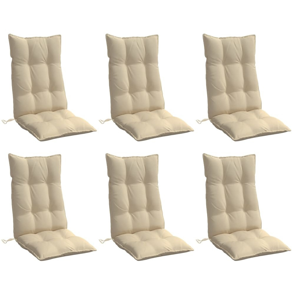 vidaXL Highback Chair Cushions 6 pcs Beige Oxford Fabric